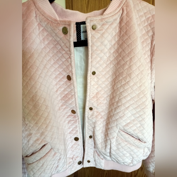 Dusty Pink Velvet Quilted Bomber Jacket - Picture 5 of 5